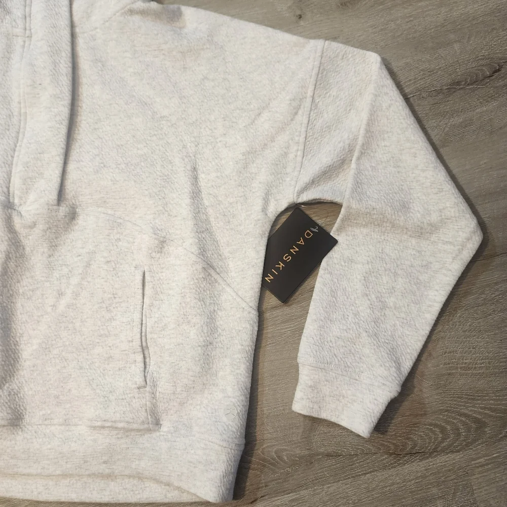 Danskin Wave Jacquard Heather Grey 1/4 Zip Pullover Size XS